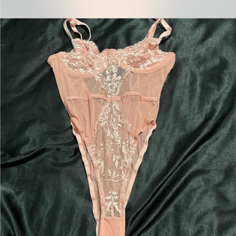 Elegant Pink Lace Bodysuit